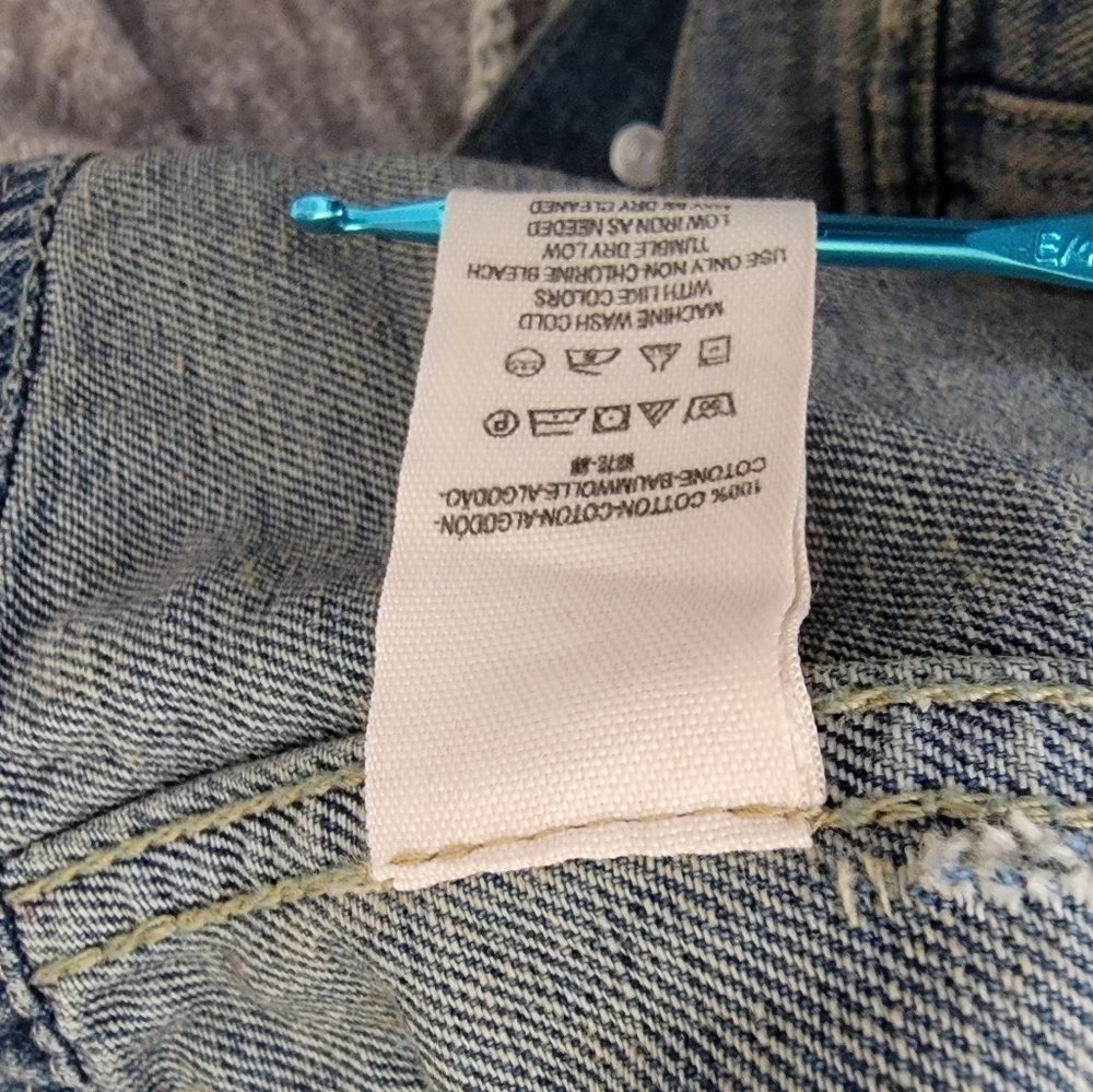 Free People XS Denim Jacket Hooded Gray Sweater Sleeves Blue - Picture 8 of 9